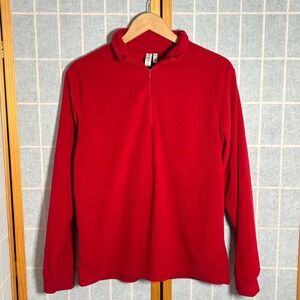 Butterfleece Red Quarter Zip Long Sleeve Fleece Pullover Top Womens Medium